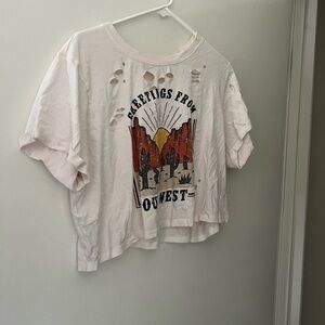 Desert Vibes Graphic Crop Top - Cream